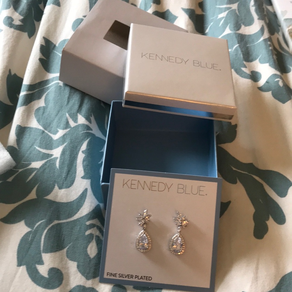 Kennedy Blue fine silver plated earrings NWT